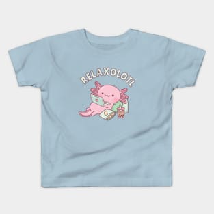 Cute Relax A Lot Axolotl Pun Funny Kids T-Shirt